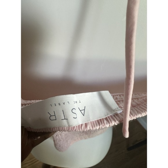 ASTR Puff Sleeve Smocked Poplin Pink Blouse Top SIZE Medium - Picture 7 of 7